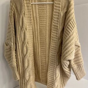 She + Sky Cozy Cable Knit Cardigan Sweater - Beige